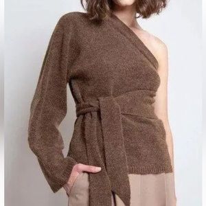 Nanushka Brown One Shoulder Cleto Knit, Size XS